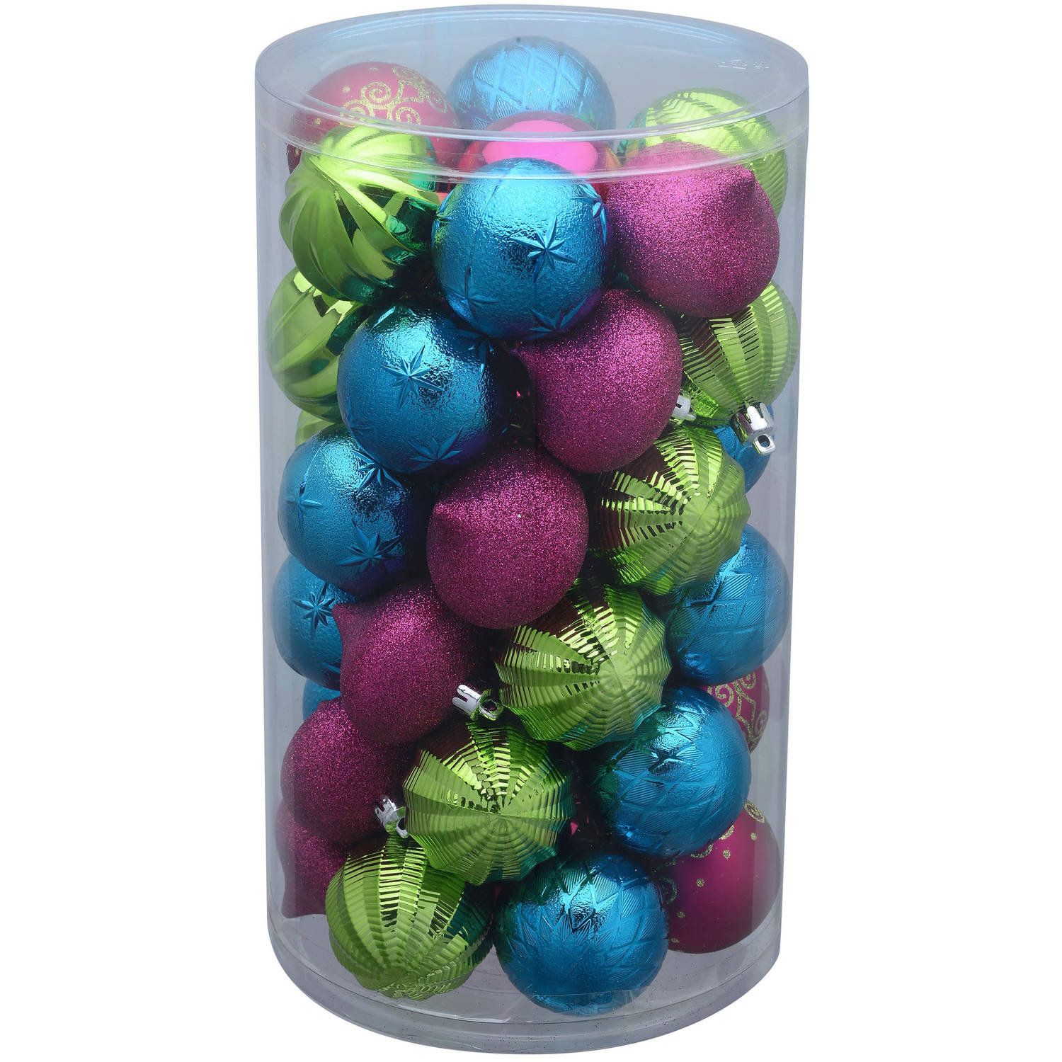 Holiday Time 41Pack Fuschia/Light Green/Teal Ornaments