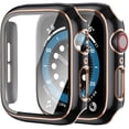 thumbnail image 2 of CIRUTVAL PC Glass+Cover for Apple Watch Case 38mm 42mm 44mm 40mm 41mm 45mm,Bumper+Screen Protector for Apple Watch Series 3 4 5 6 SE 7 - black rose, 2 of 6