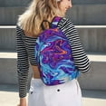 thumbnail image 6 of Honeii Swirl Print Blue Purple Print Canvas College Laptop Backpack, Durable Rucksack Travel Notebook Bag School Backpack Book Bag for Men Women-Small, 6 of 7