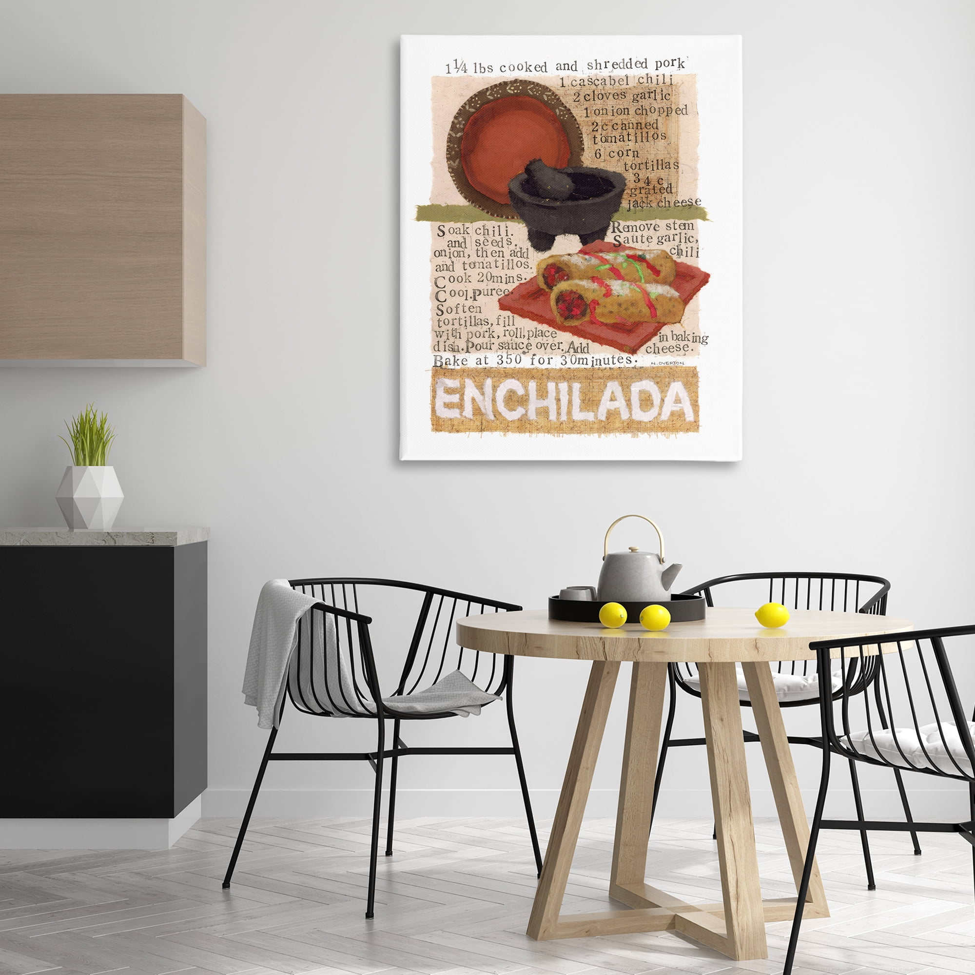 Stupell Industries Mexican Enchilada Recipe Food & Beverage Painting Gallery Wrapped Canvas Art Print Wall Art, 36 x 48