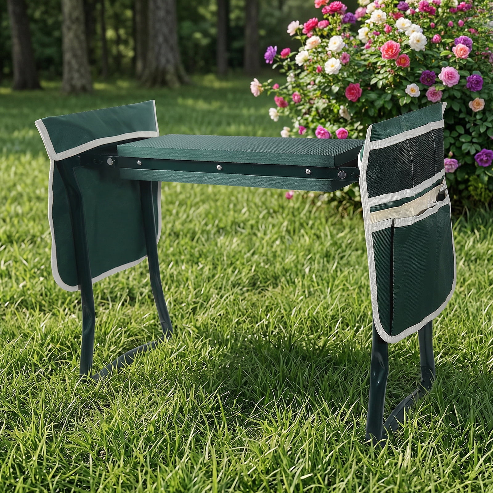 LYZHBFJ Upgraded Garden Kneeler and Seat with Thicken & Widen Soft Kneeling Pad,Heavy Duty Foldable Gardener Stool with 1 Tool Pouches
