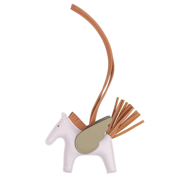 Pre-Owned HERMES Rodeo Pegasus PM bag charm in Agneau Milo mauve pale beige Malfa Pain...