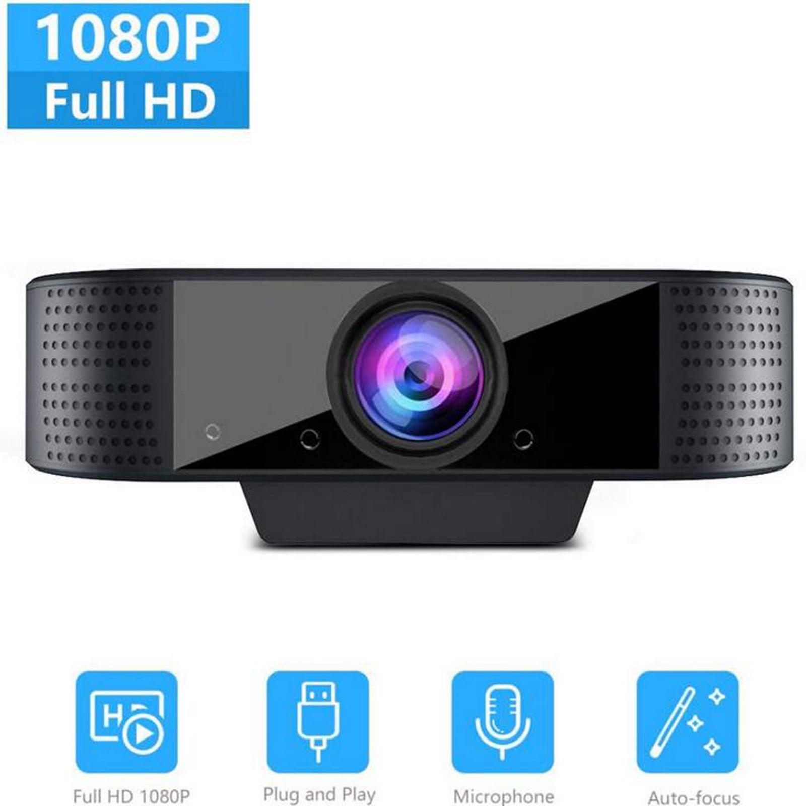 Webcam with Microphone, 1080P Full HD USB Camera, Plug Play Streaming Webcam for PC Laptop