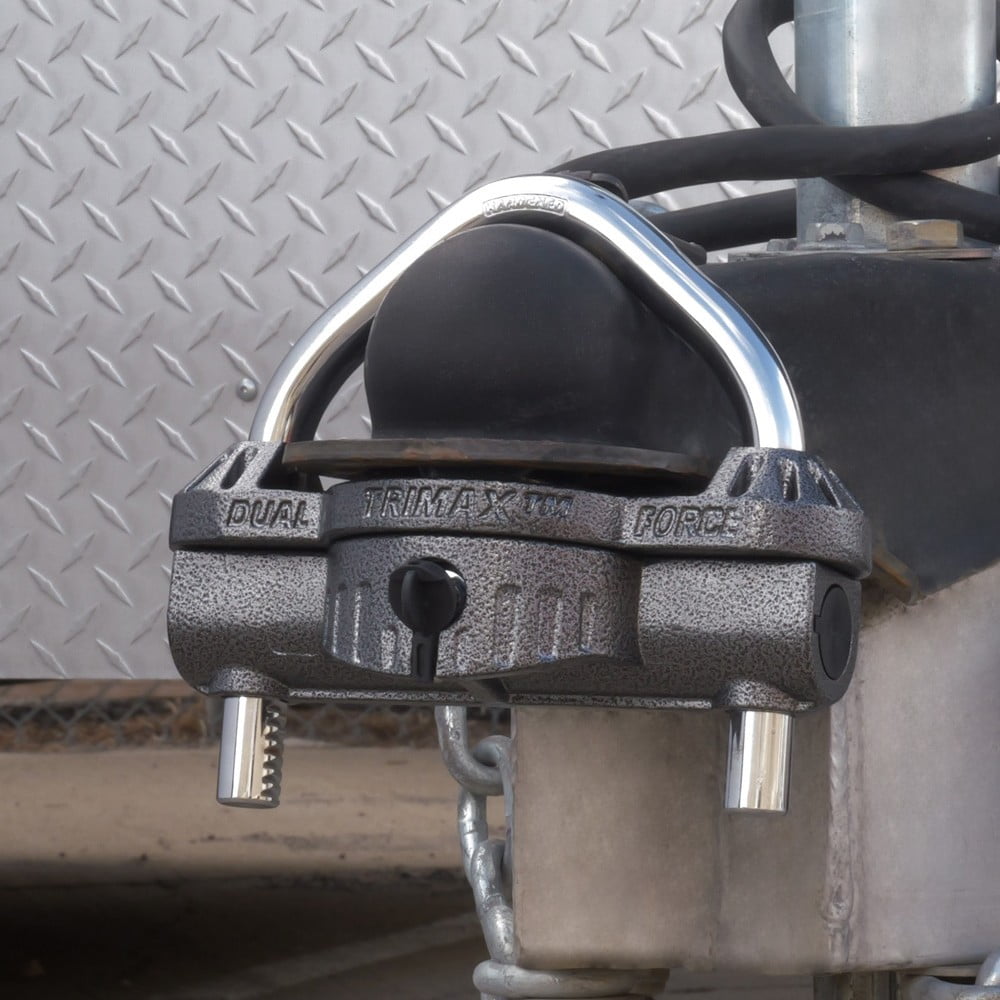TRIMAX UMAX50 - Deluxe UNIVERSAL Dual-Purpose Trailer Coupler Lock w/ Integrated U-Lock Feature: 9/16″ Hardened Steel Shackle