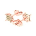 thumbnail image 2 of Clara Pucci 1Ct Natural Morganite Princess Cut VVS1 Push Back Stud 18k Solid hypoallergenic Gold Designer Earrings For February, 2 of 7