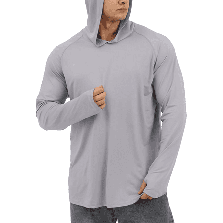 Sanmadrola Mens UPF 50+ Sun Protection Hoodie Fishing Shirts for Men Long Sleeve SPF Hiking Running Workout Thumbhole Shirt Hooded Quick Dry Lightweight