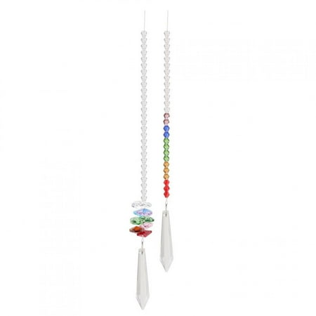 

Cergrey Colorful Crystal Icicle 2 Pcs Popular Long Crystal Pendant Colorful Sun-Catchers Prisms Hanging Ornament Rainbow Maker