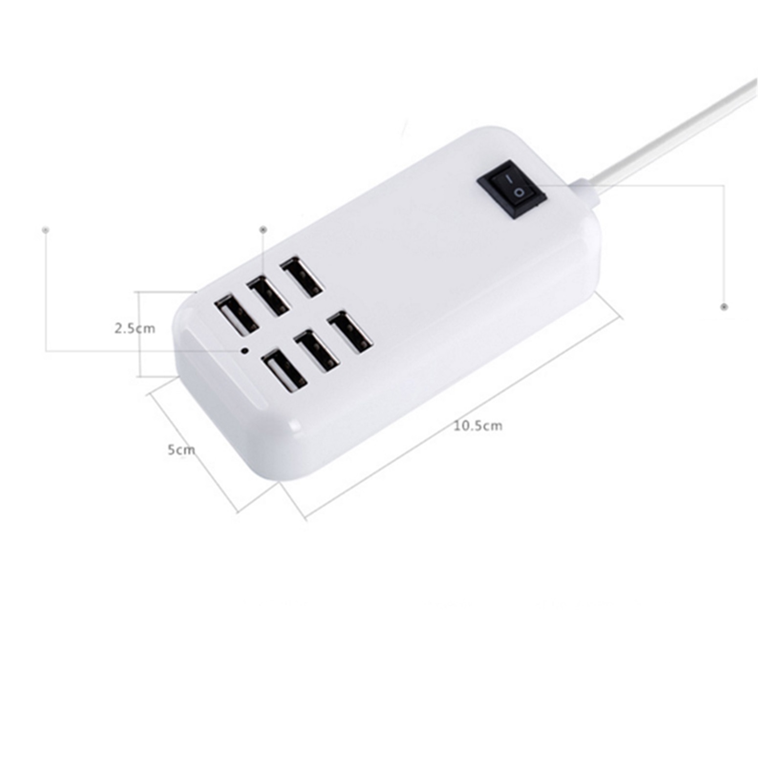 Phone Charger USB HUB,6 USB Ports 20W 3A Desktop Wall Socket Charging Extension Socket Power Adapter For Phone Tablets Smartphones, Home Office Use ,Multi-Device Charger