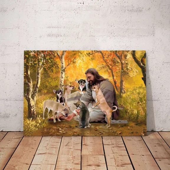 Kna Prints - Poster Jesus Surrounded By Dogs Poster, UNFRAMED-8x12