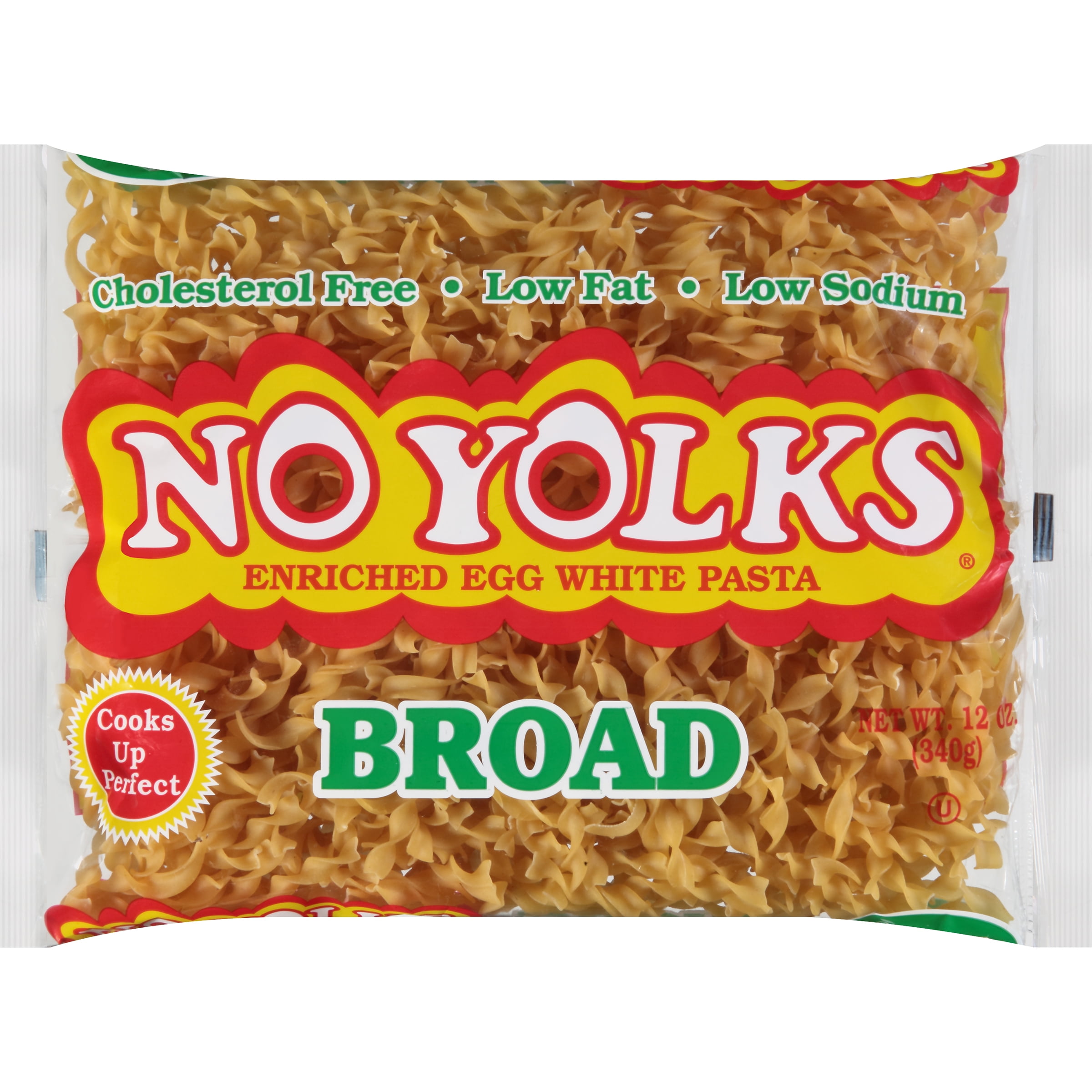 No Yolks Broad Egg White Noodles, 12 ounce poly bag