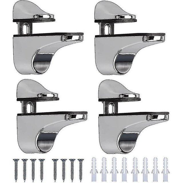 Soporte de estante de vidrio de 4 piezas, estante de vidrio de baño de aleación de zinc pulido ajustable