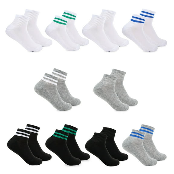 Fruit of the Loom All Day Comfort Boys Ankle Socks, Sizes 4.5-9, 10-Pack