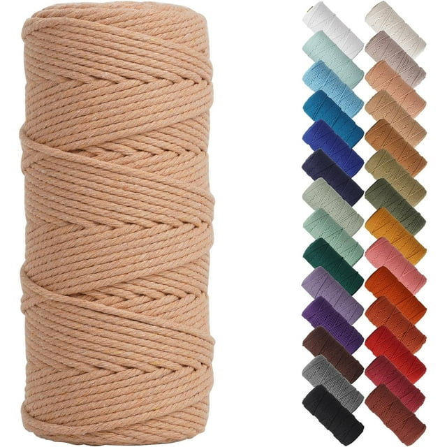 HSHDLDF Brick Red Macrame Cord 3mm x 109yards, Colored Macrame Rope, 3 Strand Twisted Cotton Rope Macrame Yarn, Colorful Cotton Craft Cord for Wall Hanging, Plant Hangers, Crafts, Knitting
