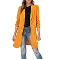 thumbnail image 2 of Women Wool Blend Coats Fall Winter Dressy Casual Mid Length Jacket One Button Pockets Ruched Long Sleeve Cardigans (3XL, Yellow), 2 of 4