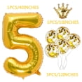 thumbnail image 4 of SUNFICON 40 Inches 5 Number Balloon, Giant Gold Digit Helium Foil Balloons,1 Gold Crown Balloon, 5 Confetti Balloons for Birthday Wedding Anniversary New Year Party Decorations, 4 of 6