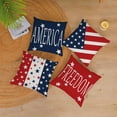 thumbnail image 4 of 4th of July Throw Pillow Covers 16x16 Set of 4 Patriotic Pillow Covers American Flag Memorial Day Velvet Fourth of July Red White Blue Pillow Case Cushion Covers Home Outdoor Sofa Decorations, 4 of 5