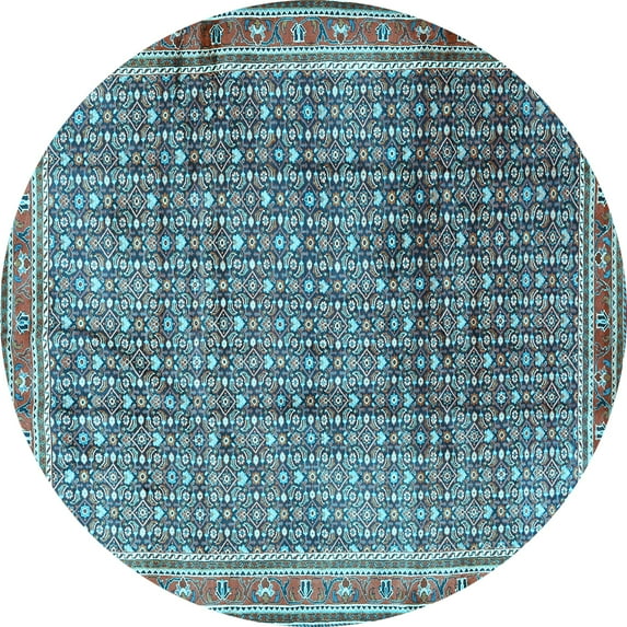 Ahgly Company Indoor Round Persian Light Blue Traditional Area Rugs, 5' Round