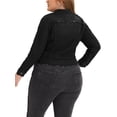 thumbnail image 4 of MODA NOVA Juniors Plus Size Outfits Classic Washed Front Frayed Denim Jacket, 4 of 7