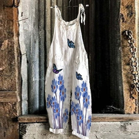 

Wyongtao Cozy Fashion Womens Ethnic Style Printed Cold Shoulder Suspender Cami Pants Jumpsuit
