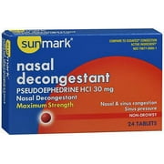 Sunmark Nasal Decongestant Tablets, 30 mg, 24 Count