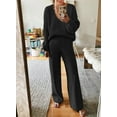 thumbnail image 4 of Pink Queen Women's 2 Piece Outfits Casual V Neck Knit Wide Leg Sweater Lounge Set Sweatsuit, 4 of 9