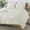 thumbnail image 4 of Ivory Comforter Set King Size, Boho Soft Warm Tufted Bedding Comforter Sets for King Size Bed, 3 Pieces Aesthetic Chevron Farmhouse Cute Bohemian Textured Bedding Set, 4 of 7