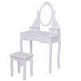 thumbnail image 2 of Topbuy Oval Vanity Mirror Dressing Table Beauty Dresser w/ Cushioned Bench White, 2 of 9