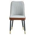 thumbnail image 7 of Hassch PU Leather Dining Chairs, Set of 2 Modern Upholstered Kitchen & Dining Room Side Chairs with Golden Tipped Black Metal Legs, Easy Assembly (Light Gray+Brown), 7 of 7