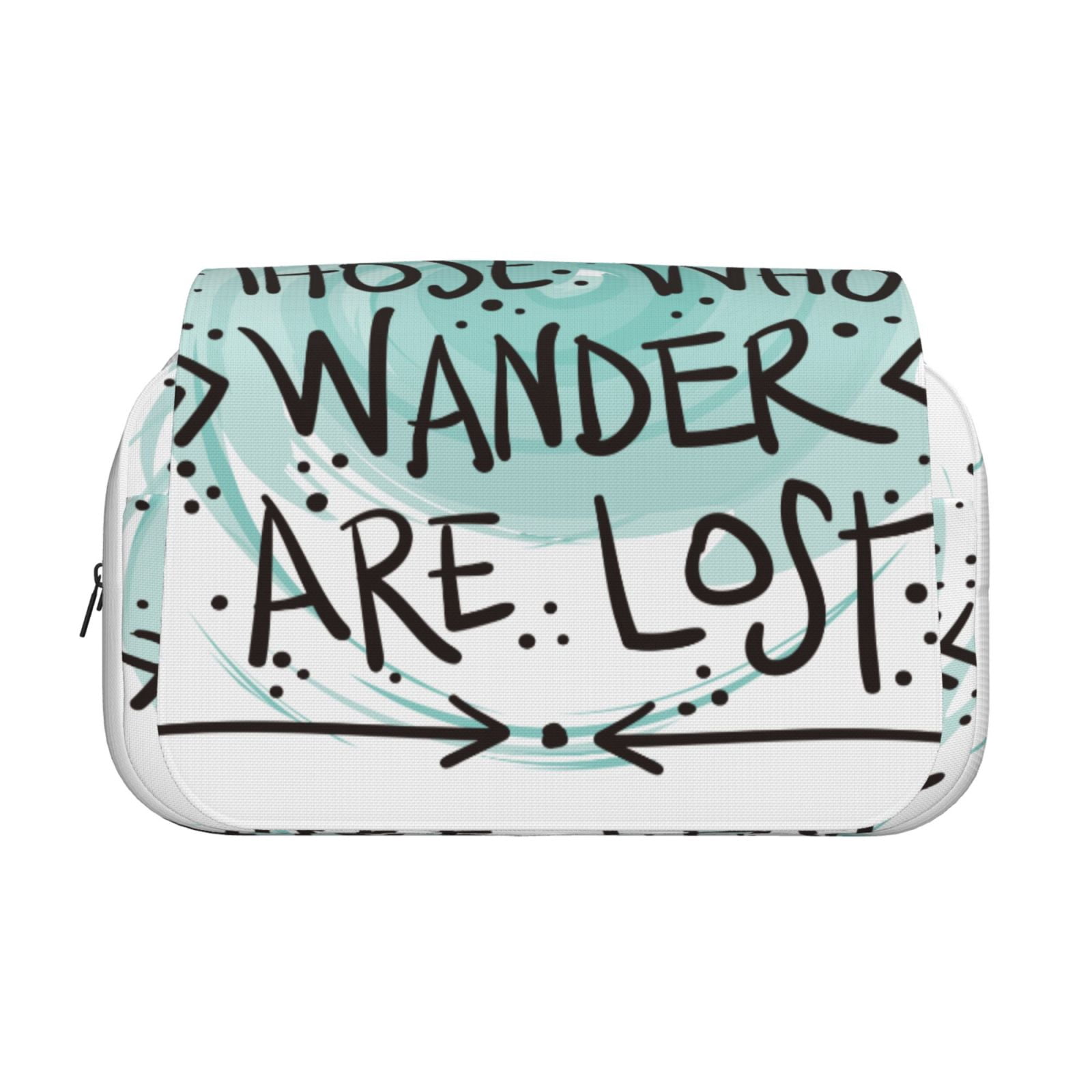 Rateoe Not All Who Wander Are Lost1 Pattern Double Clamshell Pen Case, Storage Organizer with Two Zipper Compartments– Holds Up to 50 Pencils & Pens