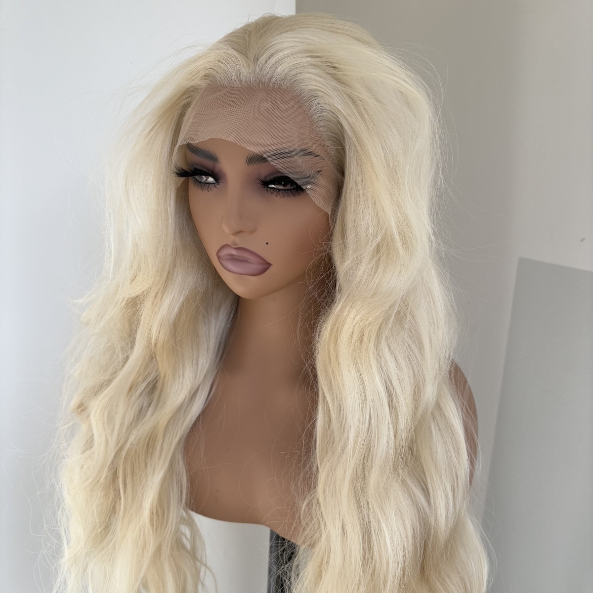 MISSWEN 26 inch Lace Front Wig Bleach Blonde Daily Wear Heat Safe Fiber Hair Women Long