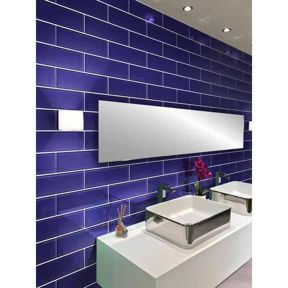 Apollo Tile 20 Pack 3-in x 12-in Royal Blue Rectangular Subway Glossy Finished Glass Mosaic Wall Tile (5 sq ft/case)
