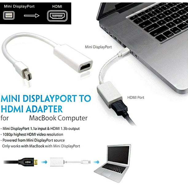 Costech Mini DisplayPort Port Compatible) to Plug Play Cable Adapter for Apple Mac,MacBook,Pro Air - Walmart.com