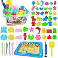thumbnail image 2 of Kit de arena, juego de juguetes de caja de arena de 54 piezas para niños y niñas, arena beige mágica de 3 libras, herramientas de molde, bandeja inflable, caja de almacenamiento, divertido regalo de c, 2 of 4