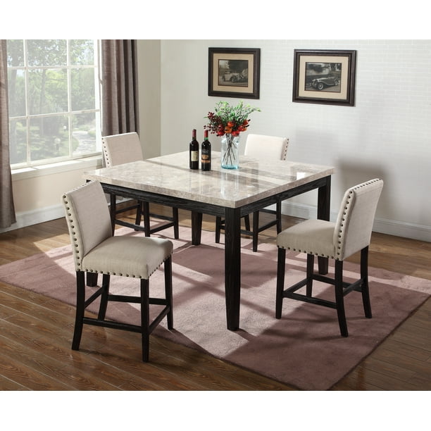 Best Master Furniture Celeste 5Pieces Faux Marble Antique Black