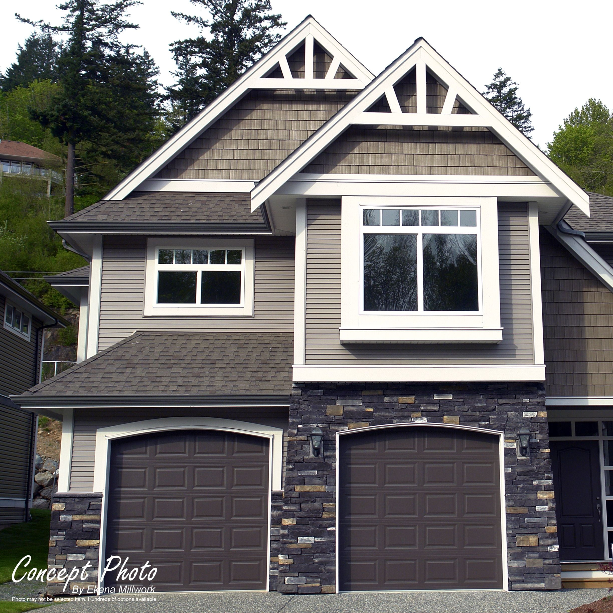 96"W x 44"H x 2"D x 4"F, 11/12 Pitch, Ericson Architectural Grade PVC Gable Bracket