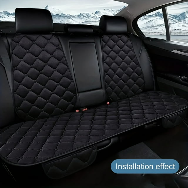 Car Back Seat Cover Plush Material Rear Back Row Protector Mat, Auto Chair Cushion