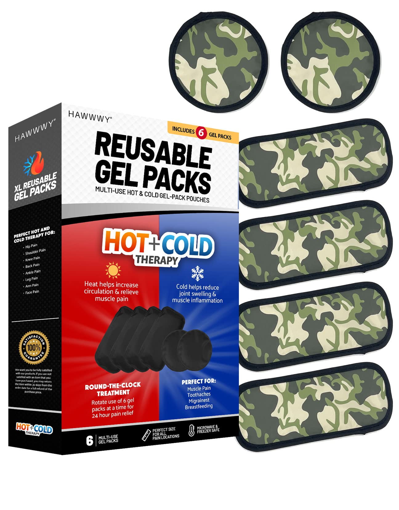 Hawwwy Universal Gel Hot Cold Gel Packs Ice Packs Heat Pads Perfect for