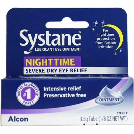 Systane Dry Eye Ointment Nighttime Therapy, Preservative Free, 3.5g, 5 Pack