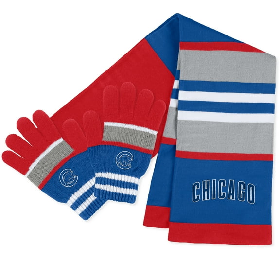 Women's WEAR by Erin Andrews Chicago Cubs Stripe Glove & Scarf Set