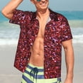 thumbnail image 7 of Sikiie Red Glitter Print Men's Hawaiian Shirt, Summer Beach Button Pocket Short Sleeve T-Shirt,X-Large, 7 of 7
