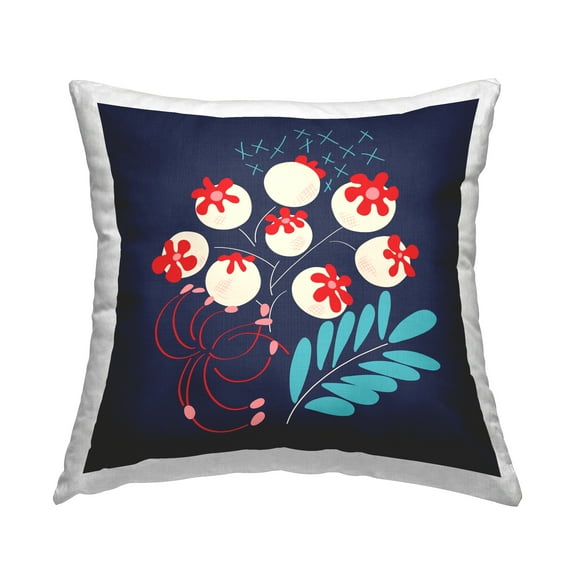 Stupell Industries Modern Plants on Blue Decorative Printed Throw Pillow, 18 x 18
