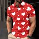 thumbnail image 2 of Camisa Casual Impresa Del Día de San Valentín de los Hombres, Manga Corta Top Del Botón de la Solapa para el Aire Libre Y el Ocio, Suéter de Tela de Malla Ligera, 2 of 9
