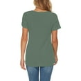 thumbnail image 6 of MRULIC shirts for women Women's Summer Fashion Knit Short Sleeve Tunic Top V-neck Loose Shirt Women Shirts Green + L, 6 of 9