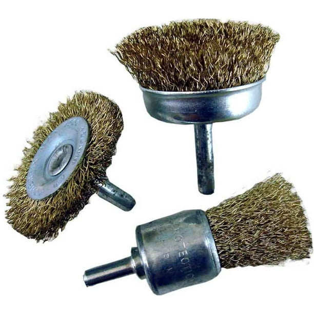 Brass Wire Brush Trio 1/4" Shank for Power Drill