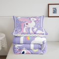 thumbnail image 5 of Manfei Kawaii Unicorn Full Size Comforter Sets,White Cloud Print Bedding Comforter Set,Polkadot Reversible,3 Pieces,1 Comforter and 2 Pillowcases, 5 of 7