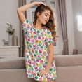 thumbnail image 3 of Naloa Tulips Flowers Print Women Nightgowns,Womens Loungewear,Short Sleeve Sleepwear,Comfy Ladies Nightdress, 3 of 6