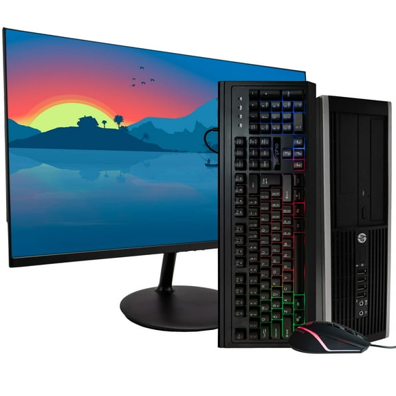 Restored HP EliteDesk 8200 Desktop Computer PC, Intel Quad-Core i7, 500GB SSD, 16GB DDR3 RAM, Windows 10 Pro, DVD, WIFI, New 24in Monitor, RGB Keyboard and Mouse (Refurbished)