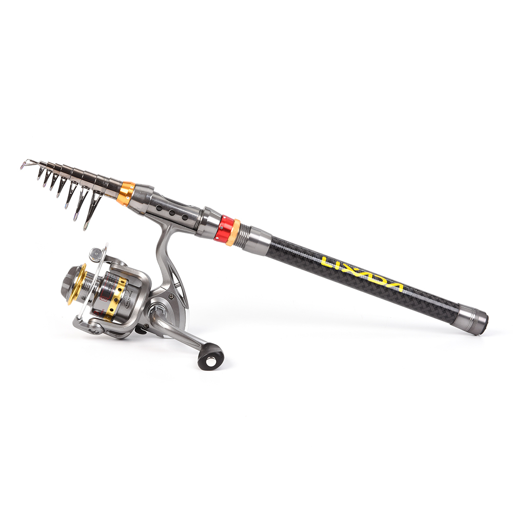 Lixada Lixada Telescopic Fishing Rod and Reel Combo Full Kit Carbon Fiber Fishing Rod Pole + Fishing Reel + Fishing Tackle Carrier Bag Case Fishing Gear Set