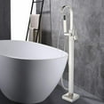 thumbnail image 2 of Brushed Nickel Freestanding Bathtub Faucet Floor Mounted Tub Filler Mixer, 2 of 12