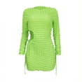 thumbnail image 6 of Kiplyki Women's Long Sleeve Fall Dress Round-Neck Solid Out Mini Dress, 6 of 7